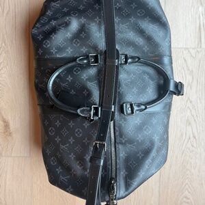 Louis Vuitton Monogram Eclipse Canvas Keepall Bandouliere 55